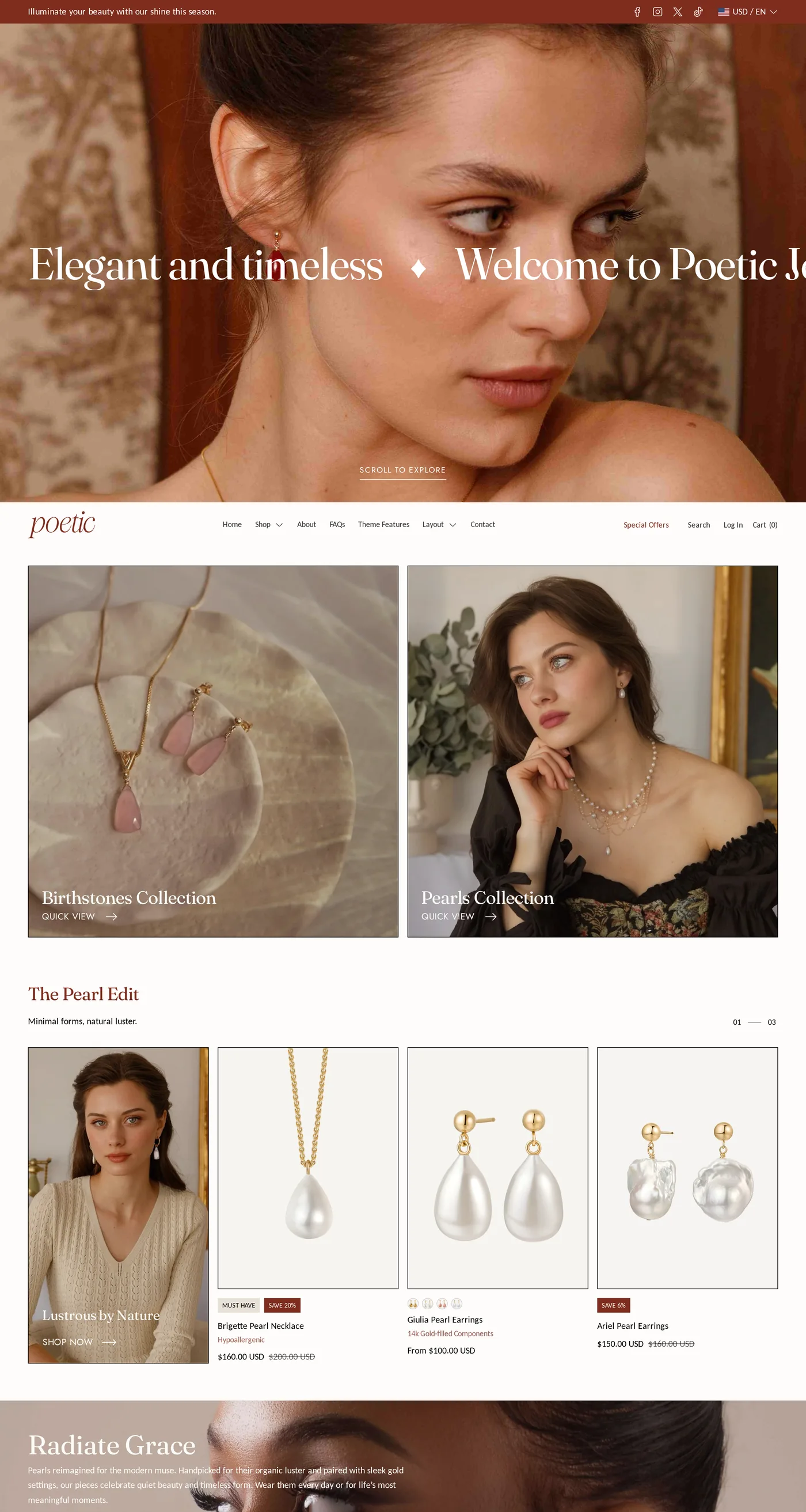 Poetic preset, desktop homepage