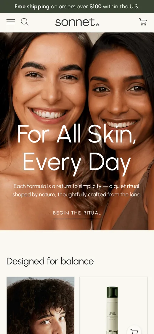 Sonnet preset, mobile homepage